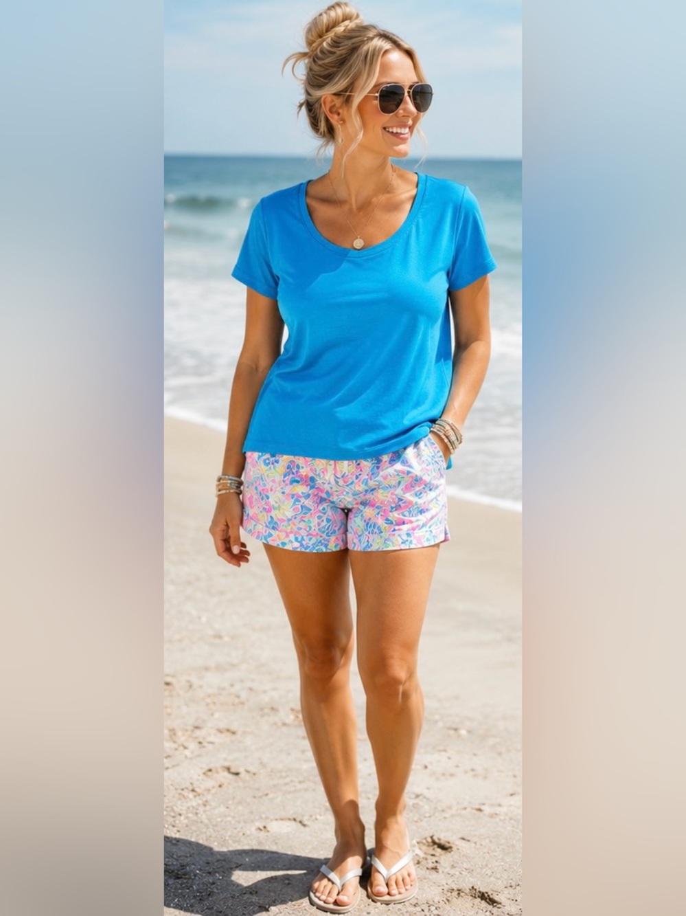 BNWOT XL Lilly Pulitzer Bright Turquoise Short Sleeve Tee (fits like a M/L)